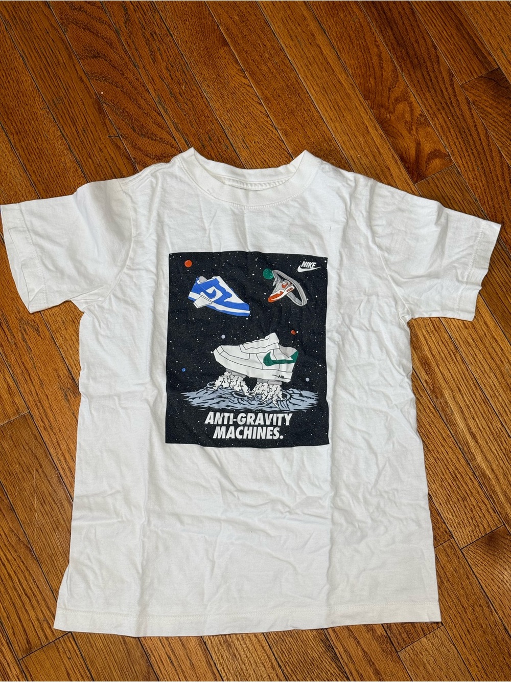 Kids Nike The Nike Tee — White with Gray Logo